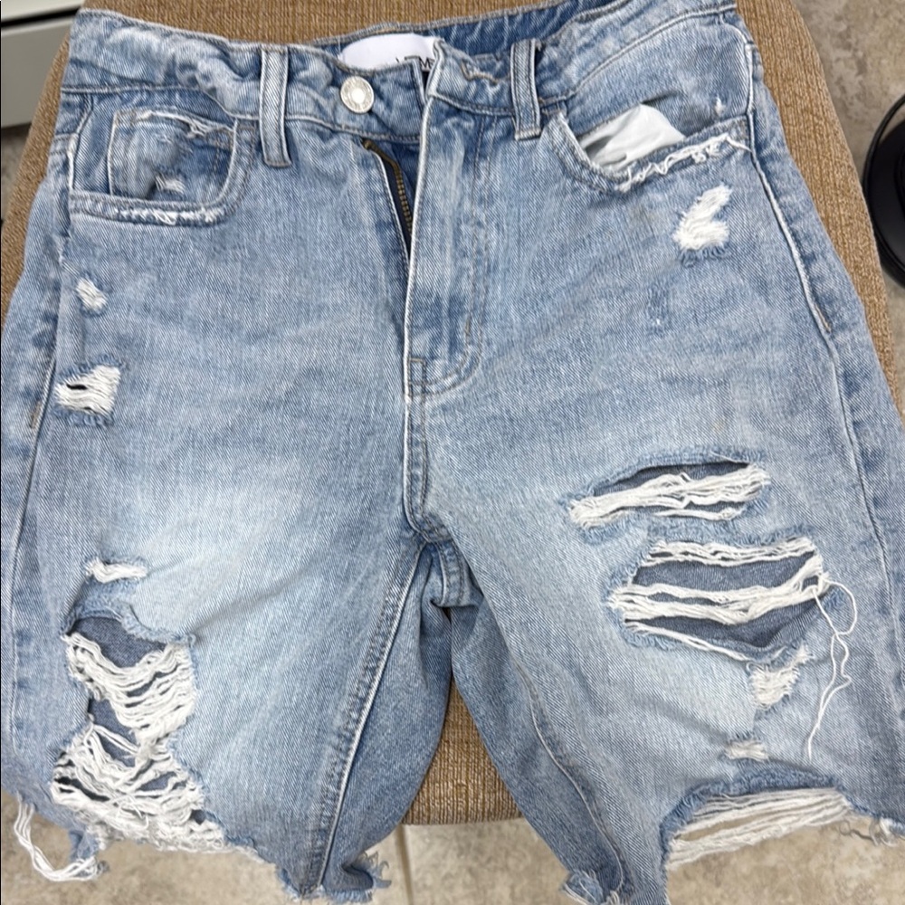 Vervet Distressed Light Blue Denim Shorts
